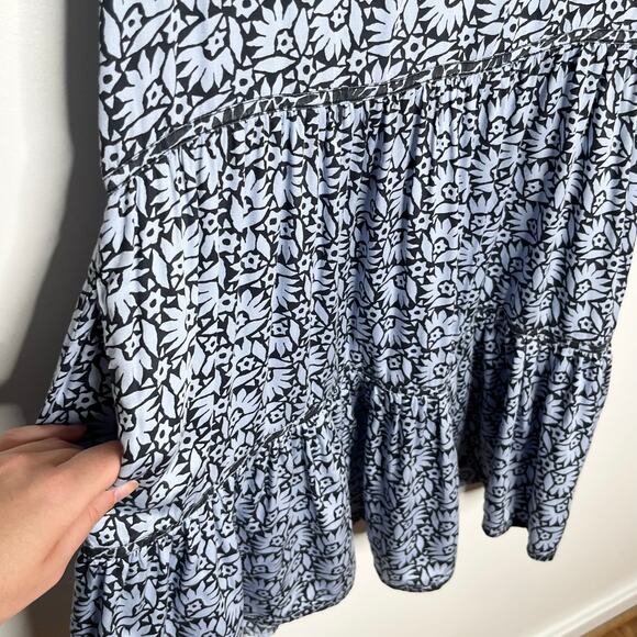 Omika Wilora Mini Dress Womens Small Blue Floral Tiered Pockets Ruffle Feminine - Picture 10 of 13